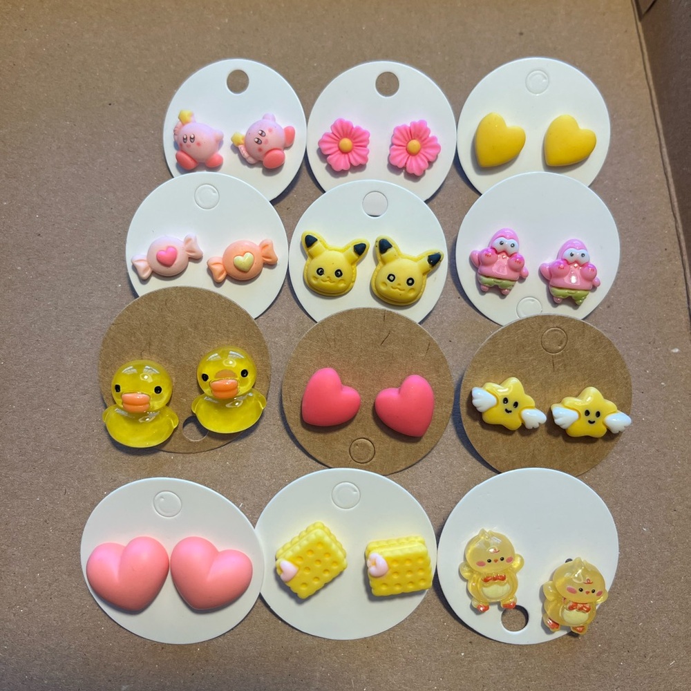 #21 NEW Handmade Cute Assorted Earrings Set SpongeBob Patrick Mario Star Pokémon